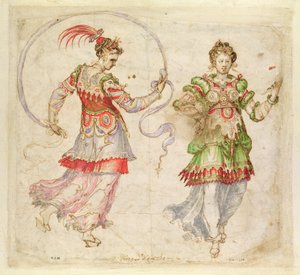 Design per costumi, probabilmente negli Intermezzi Fiorentini, Firenze, 1589